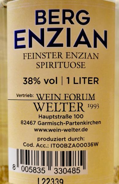 Alpspitz Berg Enzian Spirituose 1 Liter 38% Vol.